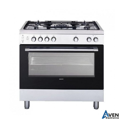 CUISINIERE- BEKO- GG15117CXYV-5 FEUX-INOX-FULL OPTION-90/60-PORTE CASSEROLE EN FONTE