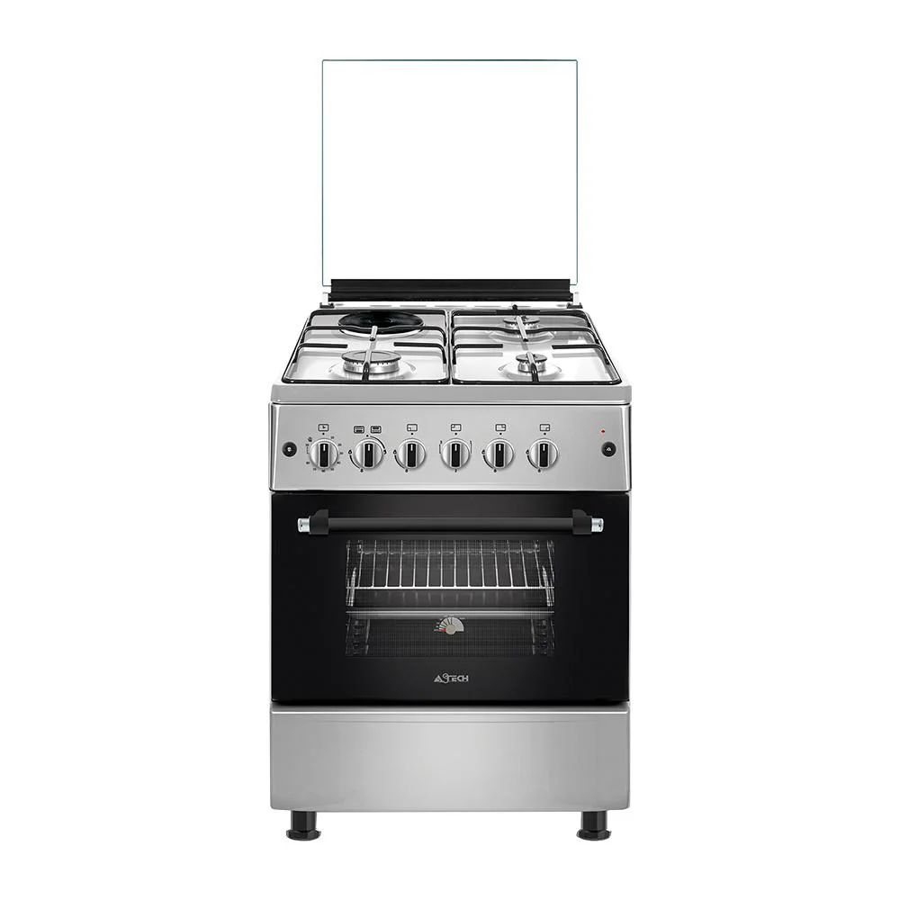 CUISINIERE ASTECH 4 FEUX 60X60 3F A GAZ 1F ELECTRIQUE + FOUR A GAR EL31GEL