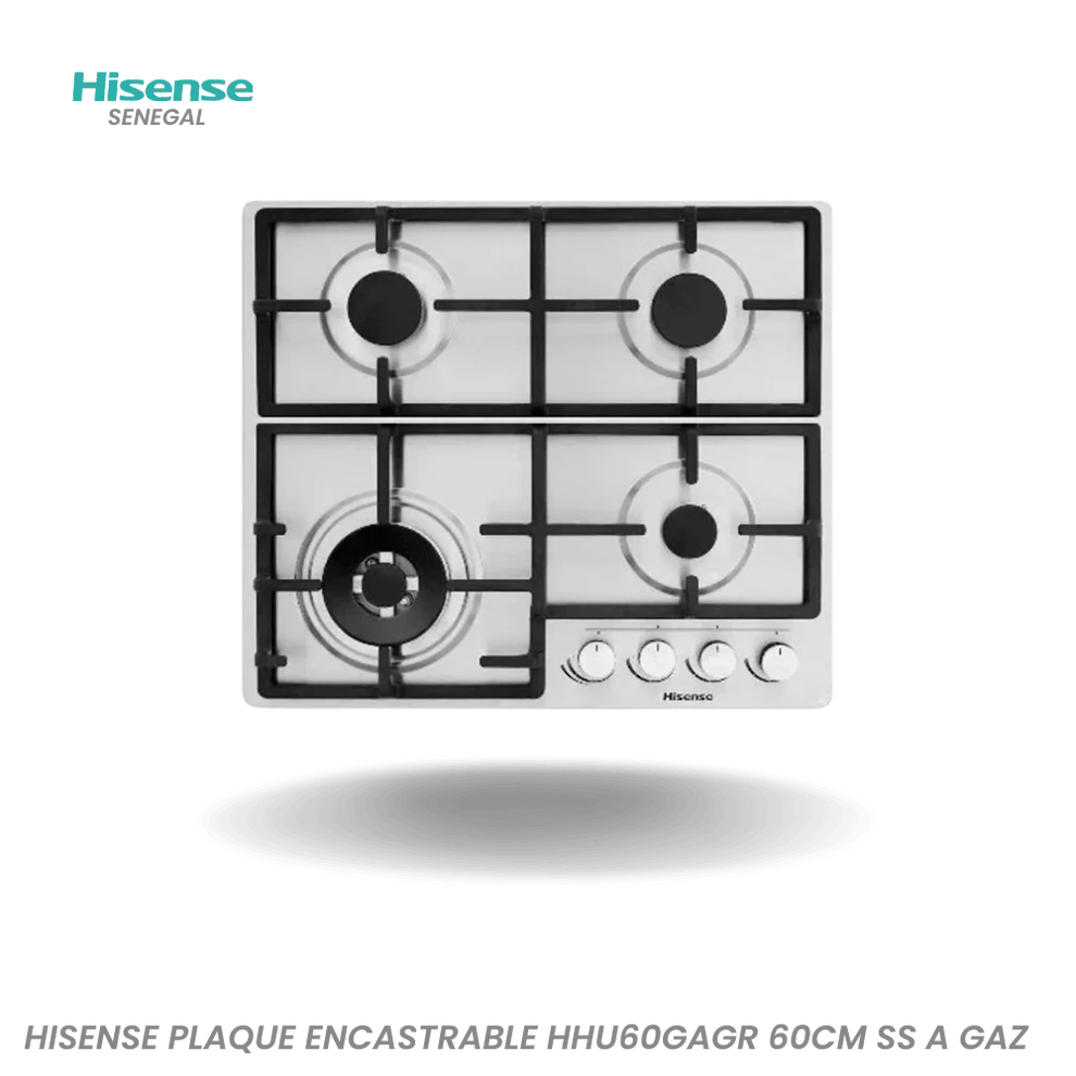 PLAQUE HISENSE ENCASTRABLE 4FEUX 60X60 A GAZ INOX HHU60GAGR