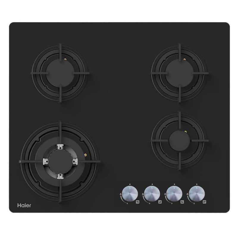 PLAQUE HAIER ENCASTRABLE 4FEUX MIXTE 3F A GAZ 1F ELECTRIQUE VERRE NOIR HOBF60FB