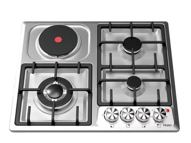 PLAQUE HAIER ENCASTRABLE 4FEUX MIXTE 3F A GAZ 1F ELECTRIQUE INOX HOBF60FS