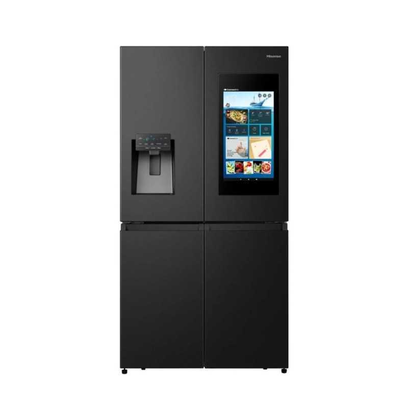 REFRIGERATEUR HISENSE SIDE BY SIDE 4PORTES 522L AVEC FONTAINE + ECRAN NOIR WIFI INOX RC68WC4SB