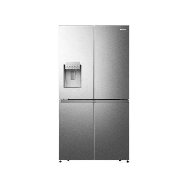 REFRIGERATEUR HISENSE SIDE BY SIDE 4PORTES 628L AVEC FONTAINE INVERTER WIFI INOX RS82WS4S