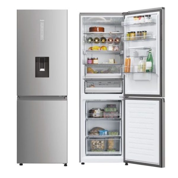 REFRIGERATEUR HAIER COMBINE 3TIROIRS 350LITRES AVEC FONTAINE NOFROST GRIS HDPW5618DWPK