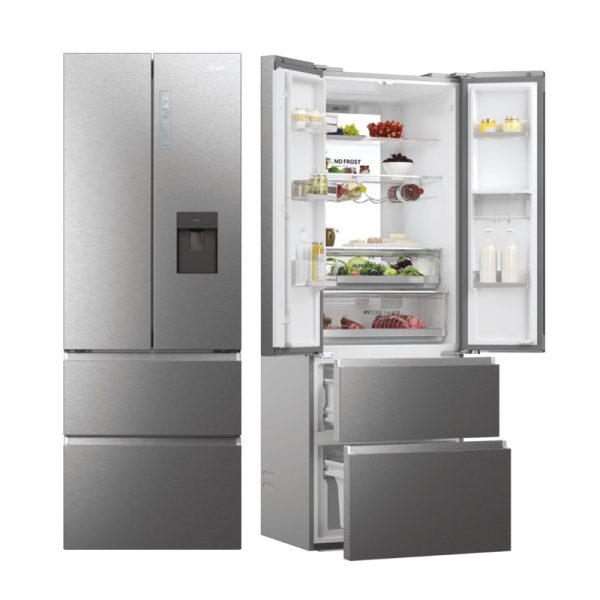 REFRIGERATEUR HAIER SIDE BY SIDE 4PORTES 477LITRES AVEC FONTAINE GRIS HFW7720WMP